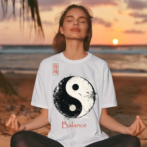 Yin Yang t-shirt with text, Yin Yang graphic tee, Chinese symbol, Chinese symbol t-shirt, balance t-shirt, tai chi t-shirt