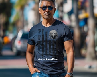 Día del padre, Camiseta de papá americano, Blanco y negro, Camiseta con bandera de águila, Camiseta de hombre de EE. UU., Camiseta patriótica, Camiseta con bandera americana de águila