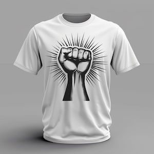 Power fist t-shirt, power fist graphic tee, black and white t-shirt, symbol t-shirt, fist t-shirt,power t-shirt