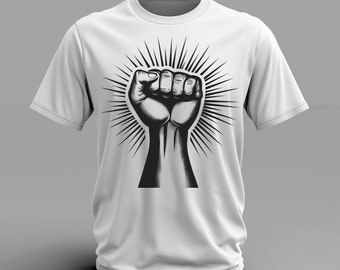 Power fist t-shirt, power fist graphic tee, black and white t-shirt, symbol t-shirt, fist t-shirt,power t-shirt