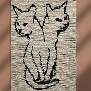Two-headed cat crochet tapestry pattern