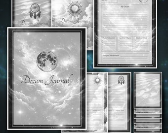 Printable Dream Journal, PDF dream diary, 12 page bundle, dream and sleep tracker, dream planner, dream book, digital paper