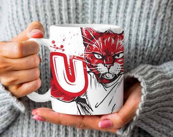 U of H, UH, University of Houston Cougars Logo - Coog's Claw, NCAA mugs, basketball mug, March Madness, White Ceramic 11 oz Sports fan Mug