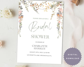 Blumen Brautparty Einladung Vorlage: DIY Printable (Digitaler Download)
