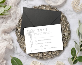Minimalist Wedding RSVP Card Template: Black and White (Digital Download)