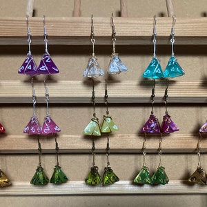 Wire-Wrapped d4 Dice Dangle Earrings