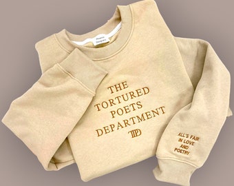 De Tortured Poets Department Geborduurd Sweatshirt, Cadeau voor fan, TS New Album Sweatshirt, The Eras Tour 2023 Shirt, TS Swiftie Concert Tee