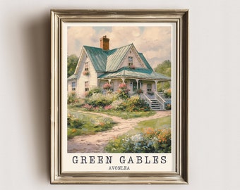 Green Gables Travel Photo Art Print Vintage Wall decor Anne Shirley Farmhouse Painting Printable Digital Download Booknook Anne with an E
