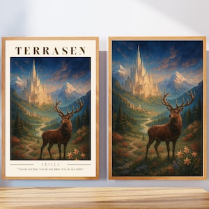 Throne of Glass Art Print Terrasen Printable Digital Download, Acotar Wall Art, Bookish Poster Art, Book Nook Decor Fantasy Art Print