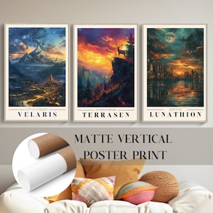 Poster stampato del Trono di Vetro, poster di stampa Acotar, poster di fan art di SJM, senza cornice, arte murale Terrasen Lunation Velaris, angolo del libro