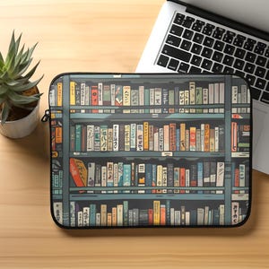 Manga Library Laptop Sleeve Anime Macbook Pro Sleeve Bookish Merch Gift for Him Samsung Laptop Cover Librarian Gift Anime Lover Gift