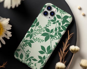 Green Leaf Botanical Tough Phone Case, iPhone & Samsung Cover, Magsafe iPhone Option
