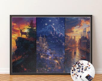 Rompecabezas Maasverse de Velaris, Terrasen y Lunathion, Rompecabezas inspirado en ACOTAR Trono de Cristal Regalo Crescent City Artículos literarios para amantes de los libros