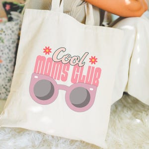 Cool Mom Club Cotton Canvas Tote Bag, Mom Gift Idea, Mom Tote Bag, Tote Bag for Mothers Day