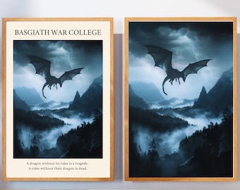 Fourth Wing Printable Basgiath War College digital download art print Dragon Rider Art Printable wall Decor Bookish Digital Art Booknook