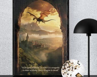 Fourth Wing Puzzle Basgiath War College Picture Puzzle Dragon Rider Art, Book Lovers Gift, Fantasy Jiggsaw Puzzle Bookish Gift