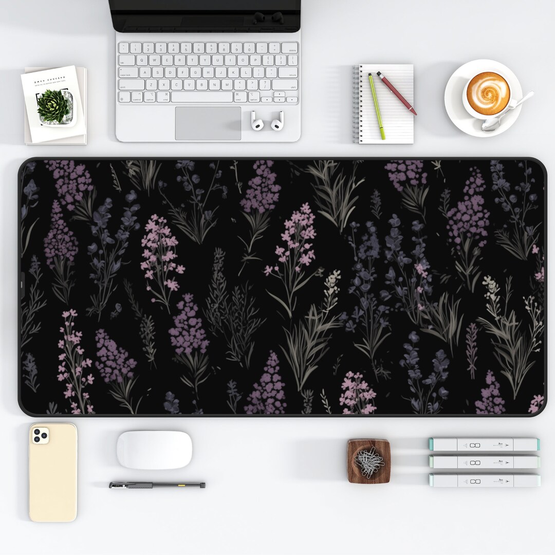 Lavander Desk Mat Botanical Mouse Pad Purple Computer Mat Fairycore ...