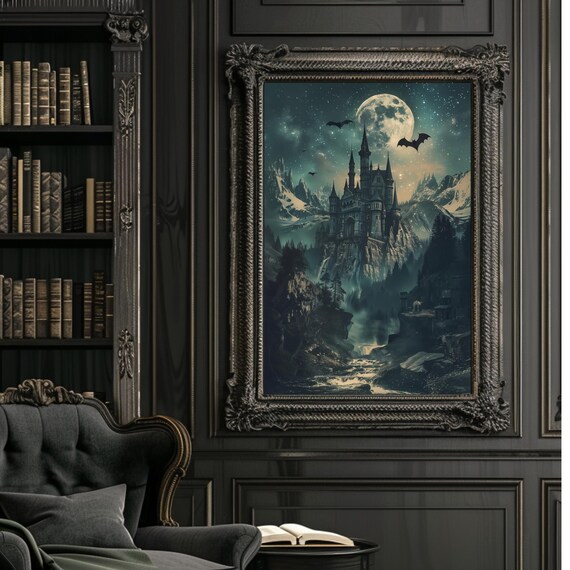 Castle Dracula Art Print Gothic Castle Digital Download Dark