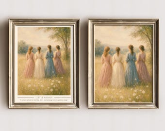 Little Women Art March Sisters Digital Download Cottagecore Vintage Wall Decor Book Nook Decor Bookish Art Print Louisa May Alcott Poster