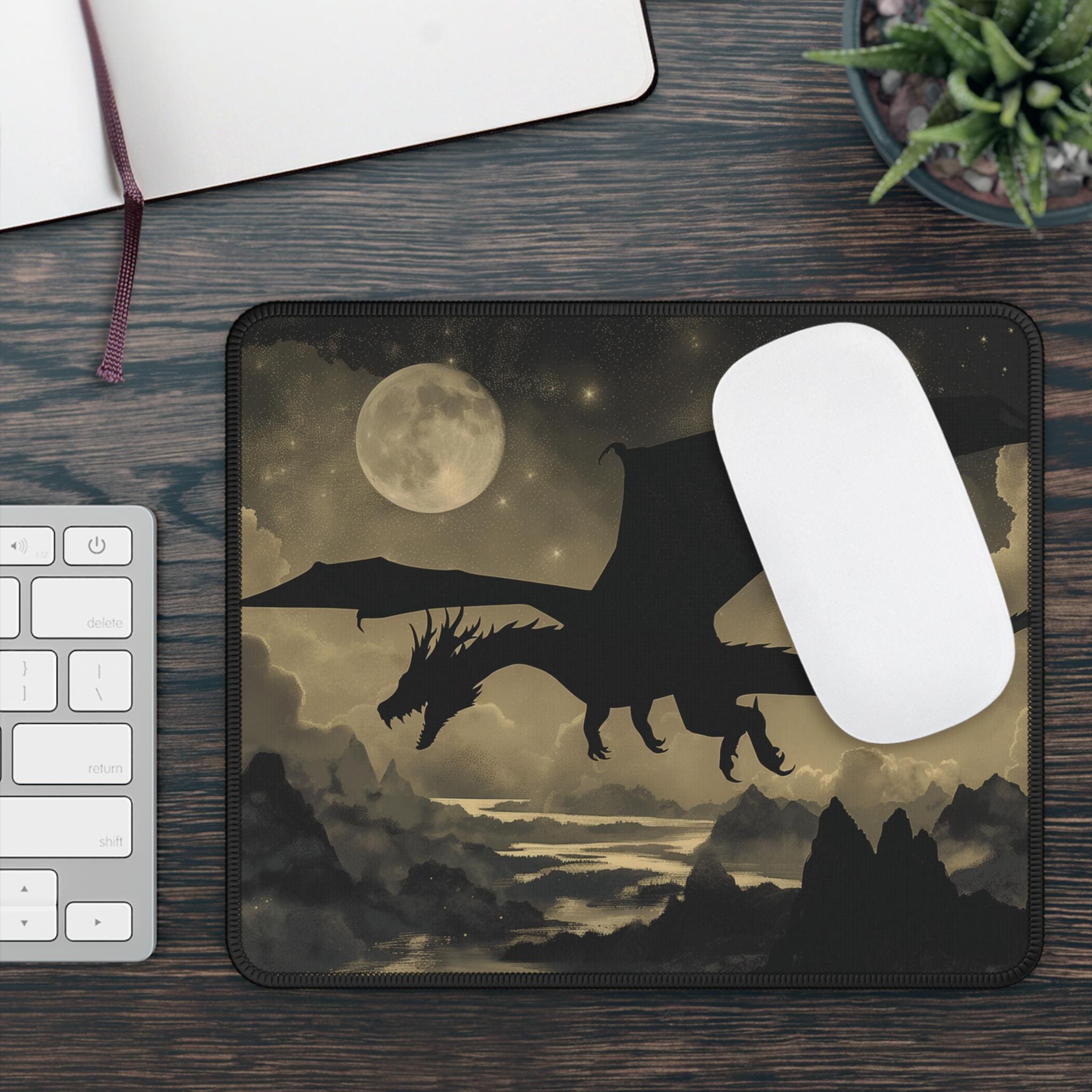 神話のドラゴンデスクマット、ダークファンタジーマウスパッド、ダーク