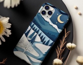 Snowy Forest iPhone Case: Winter Moon Landscape, Tough Protection