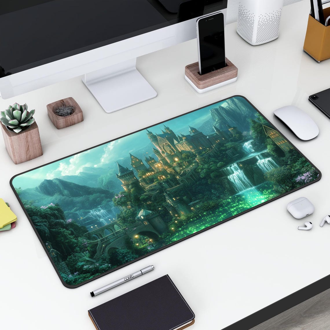 Fanatsy Desk Fantasy Castle Desk Mat Fantasy Mouse Pads Bookish Desk Mat XXL Laptop ...