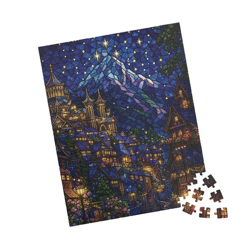 Stained Glass Velaris Night Court Puzzle | City of Starlight ACOTAR Inspired Fantasy Art Jigsaw | Bookish Romantasy Gift image 5