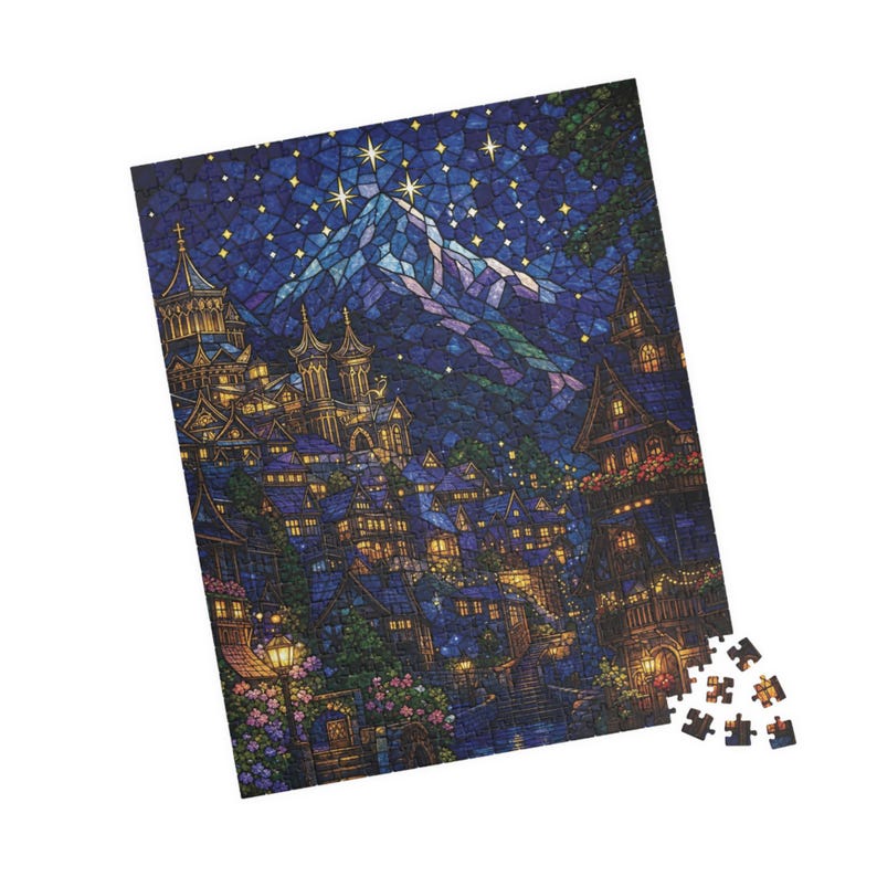 Stained Glass Velaris Night Court Puzzle | City of Starlight ACOTAR Inspired Fantasy Art Jigsaw | Bookish Romantasy Gift image 7