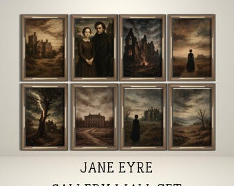Jane Eyre Inspired Gallery Wall Art, Charlotte Bronte Digital Print, Dark Academia Wall Decor, Bookish Posters, Book Nook Kit, Gothic Art