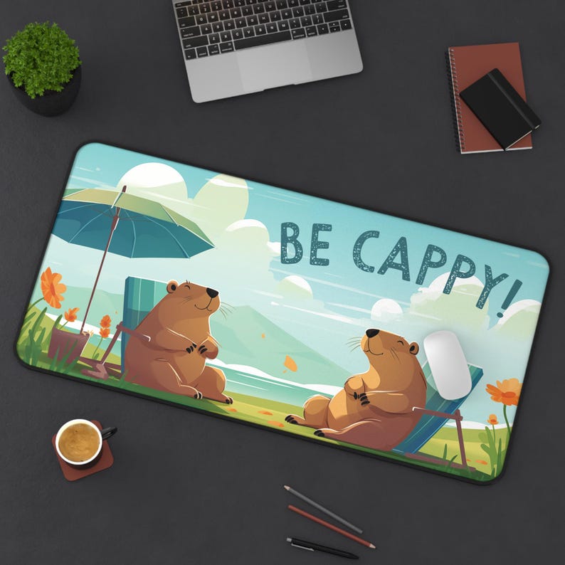 Capybara Beach Desk Mat, Summer Mouse Pad, Kawaii Capybara Deskmat ...