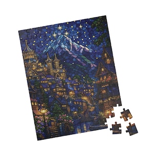 Stained Glass Velaris Night Court Puzzle | City of Starlight ACOTAR Inspired Fantasy Art Jigsaw | Bookish Romantasy Gift image 3