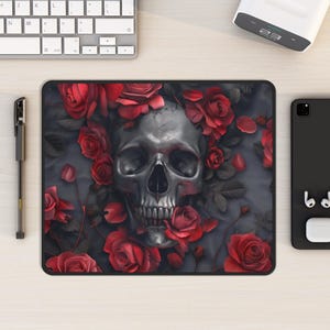 Skull Mouse Pad Haunting Adeline Inspired Art Gothic Mouse Pad Spooky Decor Dark Romance Desk Pad Bookish Merch BookNook Kit Halloween Merch