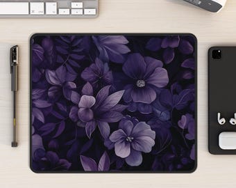 Purple Floral Mouse Pad: Dark Academia Botanical Desk Mat