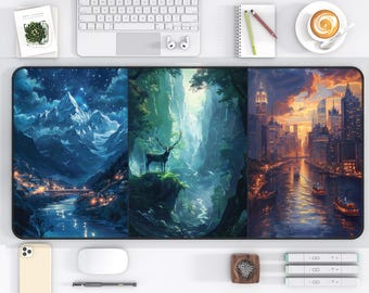 Tappetino da scrivania Acotar Maasverse Trono di vetro Arte Tappetino per mouse grande, Lunathion, Velaris, Terrasen, Crescent City, Bookish Merch, Booknook Decor