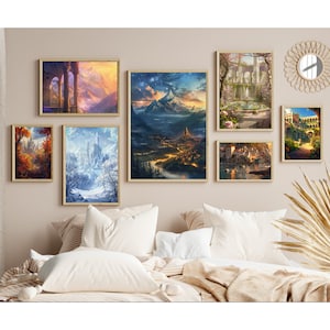 Arte mural de la galería Prythian Courts, impresión digital de ACOTAR Art, Night Court, impresión de Velaris, arte mural literario, imprimibles de Sara J Maas, Booktok