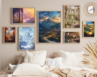 Prythian Courts Gallery Wall Art, ACOTAR Art Digital Print, Night Court, Velaris Print, Bookish Wall Art, Sara J Maas Printables, Booktok