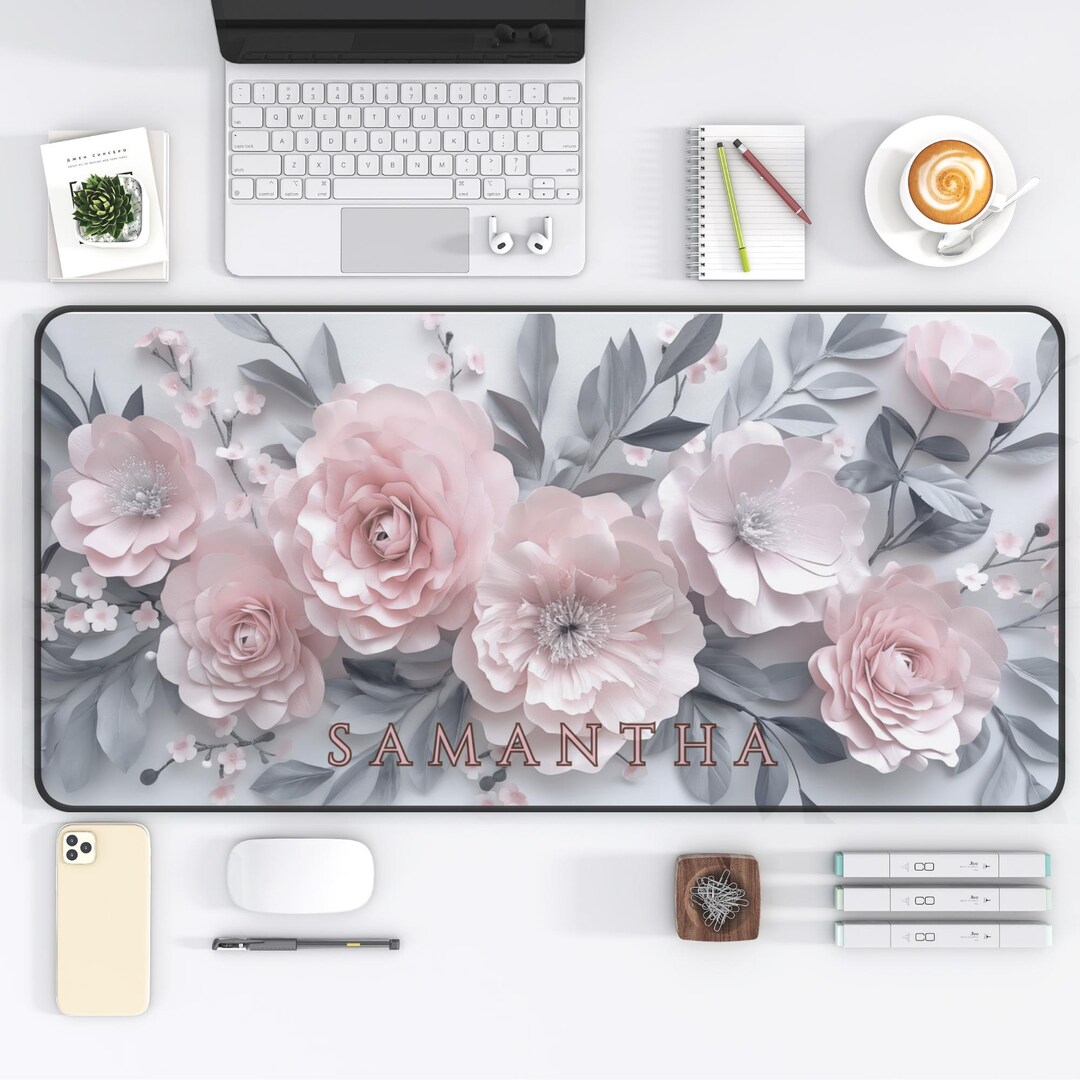 Floral Desk Mat Custom Desk Mat Botanical Gaming Mat Personalized Mouse ...
