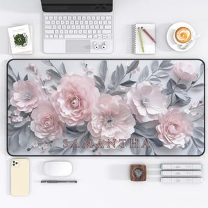 Floral Desk Mat Custom Desk Mat Botanical Gaming Mat Personalized Mouse Pad Nature Lover Gift for Her Office Desk Decor Cute Mouse Pad