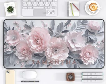 Floral Desk Mat Custom Desk Mat Botanical Gaming Mat Personalized Mouse Pad Nature Lover Gift for Her Office Desk Decor Cute Mouse Pad