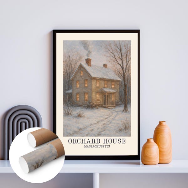 Little Women Art Print Orchard House Poster The March House Wall Art Vintage Decor Cottagecore UNFRAMED Wall Art Bookish Winter Decor