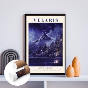 Velaris Print Poster Acotar Printed Poster, UNFRAMED Wall Art Poster, Bookish Merch, Book Nook Kit, Sara J Maas Book Lovers Gift Book Room