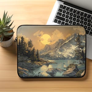 Mountain Sunset Laptop Sleeve  Nature Inspired Macbook Air Sleeve 13 inch Macbook Pro Case Outdoor Enthusiast Gift Unique Office Gift Idea