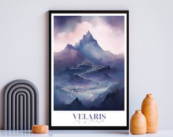 Velaris Print Poster Acotar Fan Art UNFRAMED Velaris Art Print City of Starlight Bookish Merch Booktok