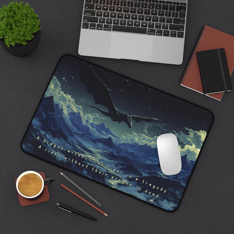 Fourth Wing Inspired Desk Mat Basgiath War College Custom Deskmat Fantasy Mouse Pad Bookish Merch Gamer Gift Book Nook Decor Aesthetic Desk 12" × 18"