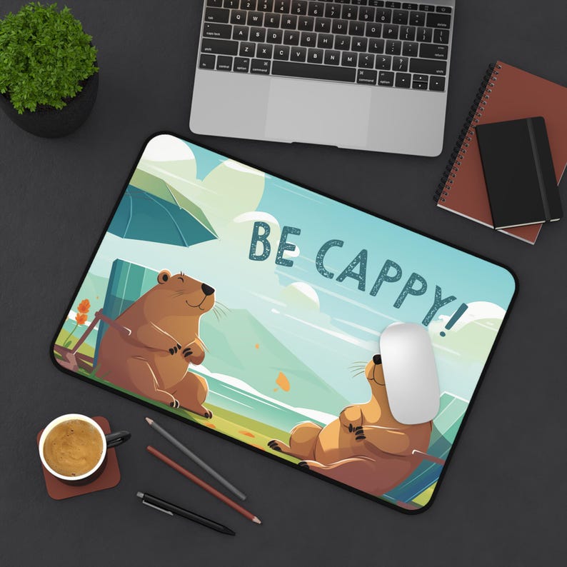 Capybara Beach Desk Mat, Summer Mouse Pad, Kawaii Capybara Deskmat ...