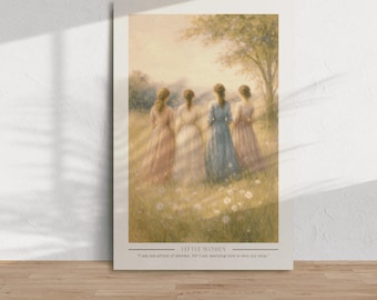 Little Women Canvas Wall Art, March Sisters Art Print, Vintage Bookish Literary Print, Regency Decor, Cottagecore Wall Art, Book Nook Kit