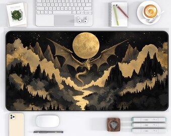 Fantasy Dragon Desk Mat Enchanting Workspace Decor Fourth Wing Inspired Desk Mat Dragon Rider Fantasy Mouse Pad Book Nook Kit Yaros Fan Art