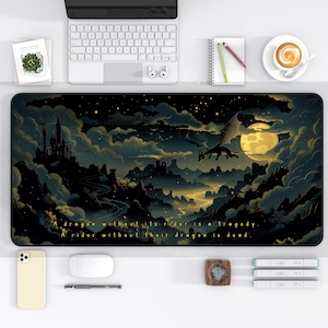 Fourth Wing inspired Desk Mat Fantasy Dragon Desk Mat Basgiath War College Personalized Gaming Mat Bookish Merch Book Nook Kit Book Lovers