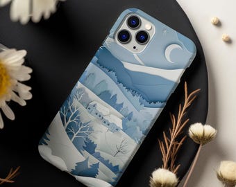Winter Wonderland Phone Case, Cozy Holiday Gift, Ski Lover Accessory, Snowy Cottage Aesthetic Cover, Winter Gift for Her, Iphone Case