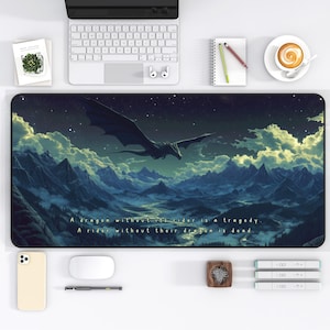 Fourth Wing Inspired Desk Mat  Basgiath War College Custom Deskmat Fantasy Mouse Pad Bookish Merch Gamer Gift Book Nook Decor Aesthetic Desk
